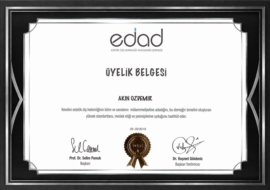 Akın Özdemir Edad Üyelik Belgesi